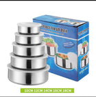 Stainless Steel 5 Pcs Bowl Set Kitchen Mixing Serving Food Preparation Collection