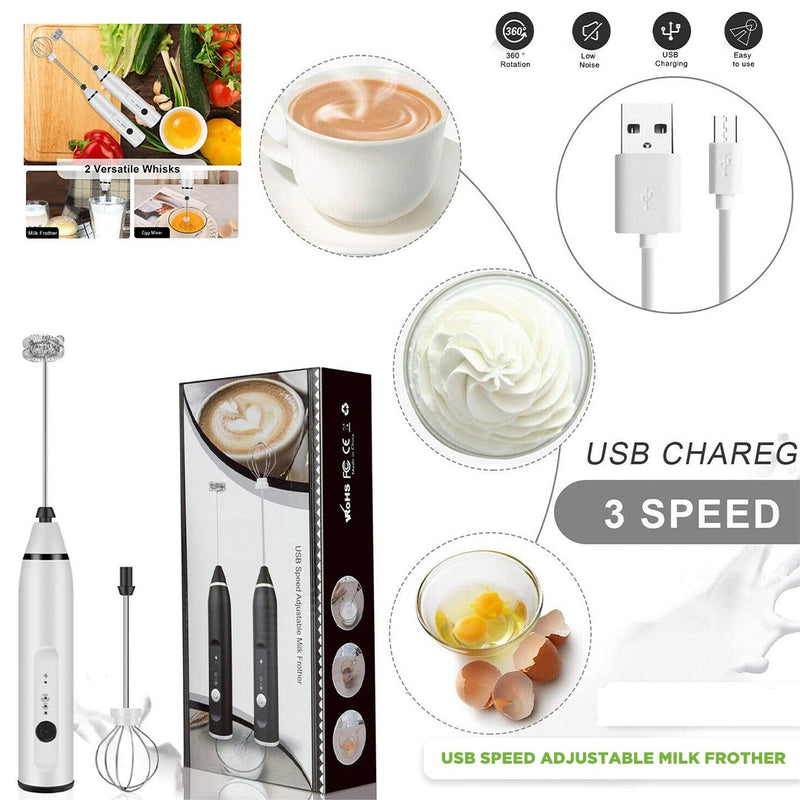 Rechargeable Coffee Beater Electric Milk Frother Handheld Mixer Kitchen Beverage Making Tool