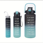Motivational 3 Pcs Bottle Set Water Hydration Fitness Gym Sports Drinking Collection