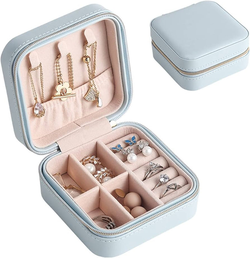 Leather Jewellery Organizer Travel Jewelry Storage Box Necklace Ring Earring Holder Case