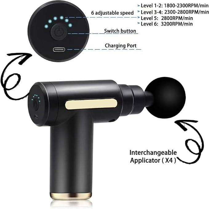 5 In 1 Massage Gun Deep Tissue Muscle Relaxation Therapy Body Recovery Fitness Device