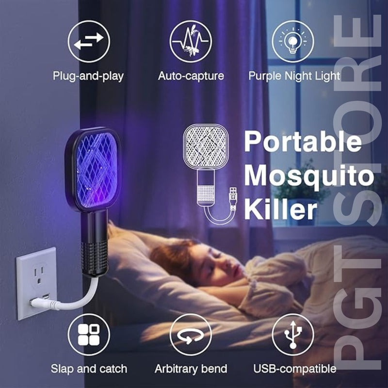 Mini Racket USB Mosquito Killer Electric Zapper Rechargeable Insect Swatter Outdoor Protection