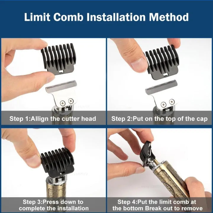 T9 Trimmer Metal Electric Hair Clipper Rechargeable Beard Shaver Grooming Device Men