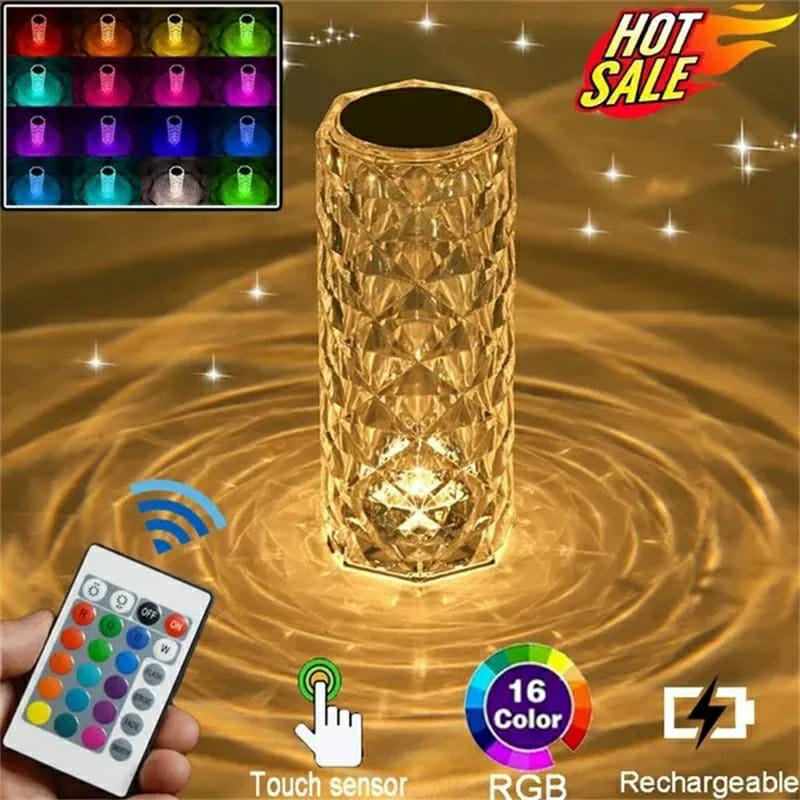 Crystal Lamp Decorative LED Night Light Bedroom Home Decor Table Lighting