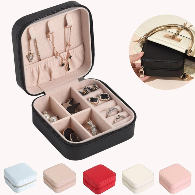 Leather Jewellery Organizer Travel Jewelry Storage Box Necklace Ring Earring Holder Case