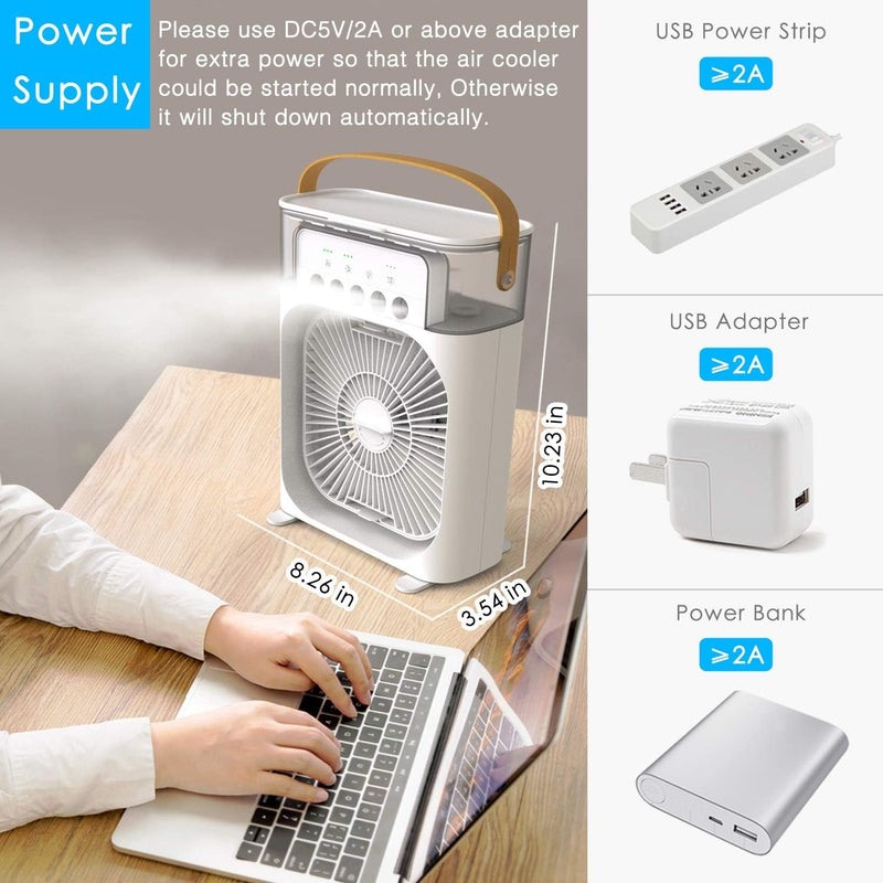 Mist Cooling Fan 10 Inch Portable Water Spray Rechargeable Mini Desk Fan For Home Office