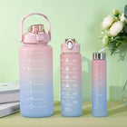 Motivational 3 Pcs Bottle Set Water Hydration Fitness Gym Sports Drinking Collection