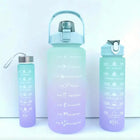 Motivational 3 Pcs Bottle Set Water Hydration Fitness Gym Sports Drinking Collection