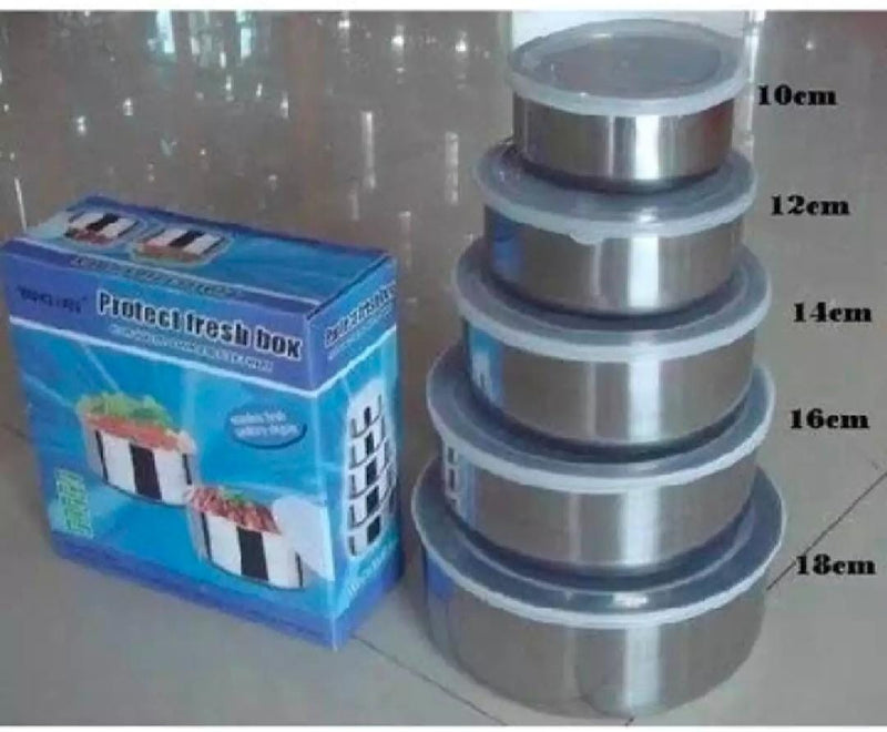 Stainless Steel 5 Pcs Bowl Set Kitchen Mixing Serving Food Preparation Collection