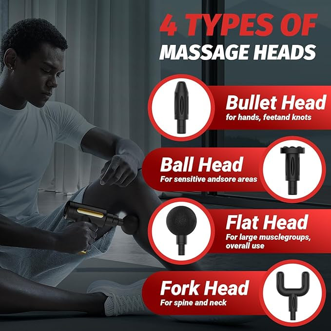 5 In 1 Massage Gun Deep Tissue Muscle Relaxation Therapy Body Recovery Fitness Device
