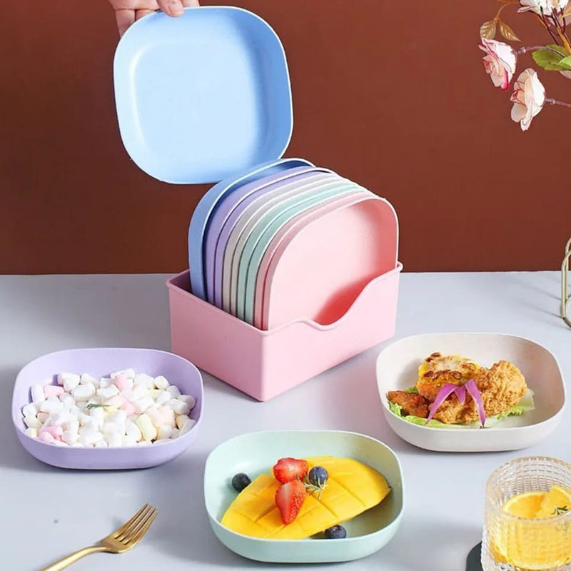 10 Pcs Plastic Food Plates Set