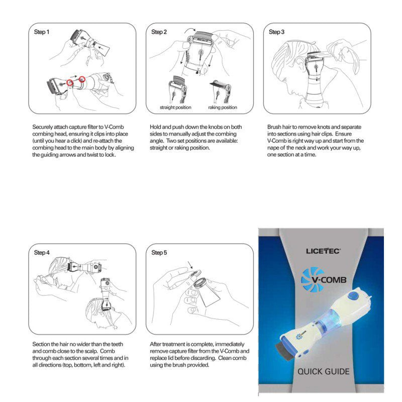 V Comb Electric Anti Lice Removal Device For Kids Adults Head Nits Cleaning Grooming Tool