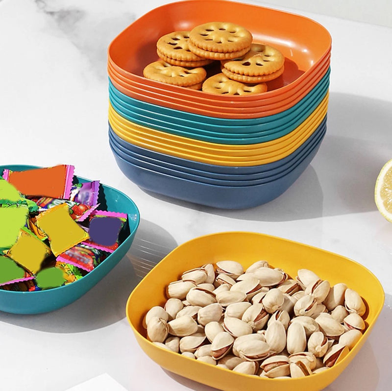 10 Pcs Plastic Food Plates Set