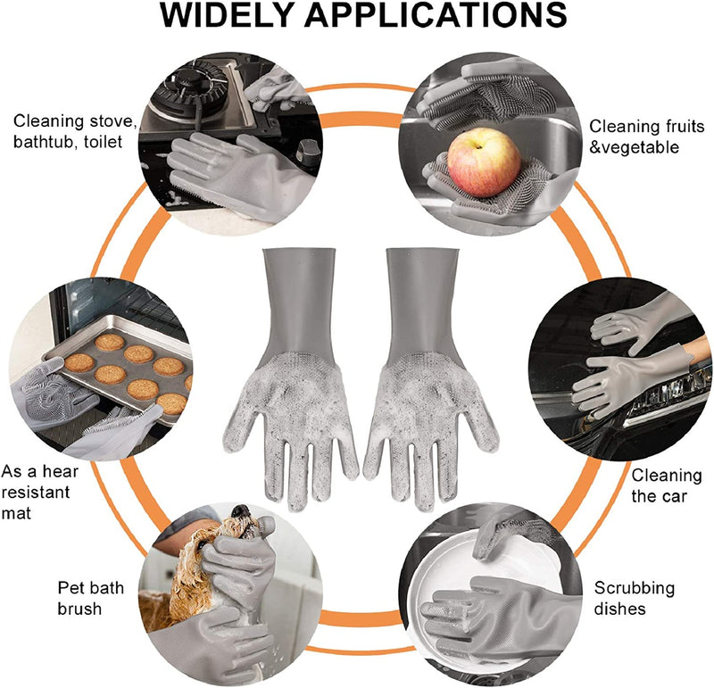 Silicone Gloves Reusable Kitchen Cleaning Washing Dishes Protective Household Gloves