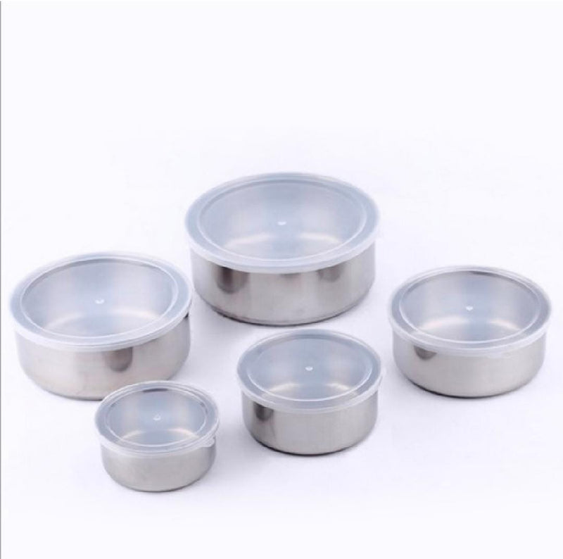Stainless Steel 5 Pcs Bowl Set Kitchen Mixing Serving Food Preparation Collection