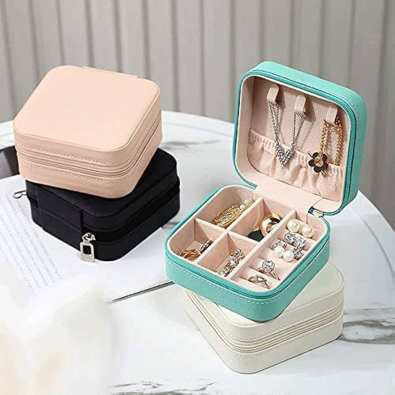 Leather Jewellery Organizer Travel Jewelry Storage Box Necklace Ring Earring Holder Case
