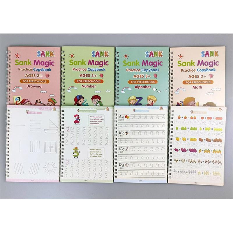 4 Sank Magic Book Pen Refills Creative Learning Writing Practice Book Kids