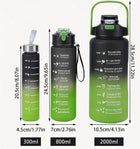 Motivational 3 Pcs Bottle Set Water Hydration Fitness Gym Sports Drinking Collection